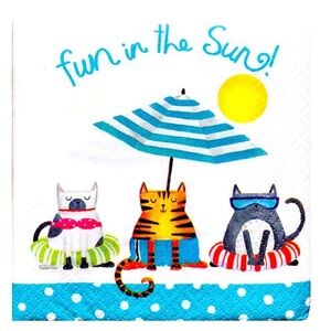 Creative Converting Beach Cats Luncheon Paper Napkins (4342), 36 ct